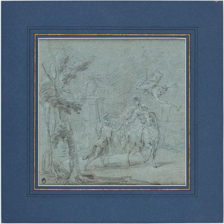 GIOVANNI ANTONIO PELLEGRINI, hans krets. Osignerad. Krita och kol, bildyta 27,5 x 27,5 cm.