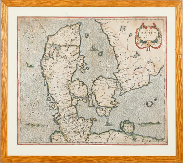 KARTA, kolorerat kopparstick, möjligen Mercator/Hondius, 1700-tal eller äldre.