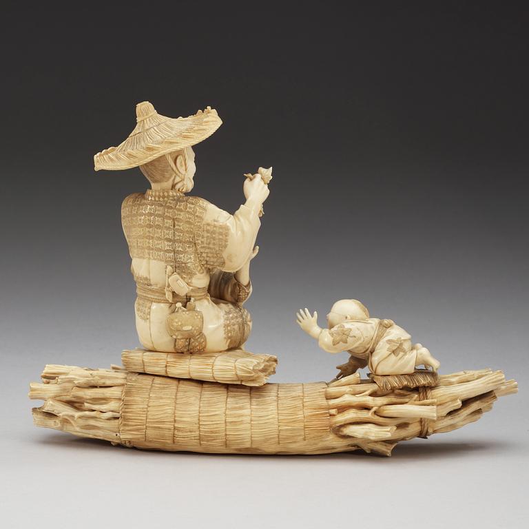 A signed Japanese ivory sculpture, Meiji (1868-1912).