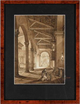 OKÄND KONSTNÄR. Tusch. L'Eglise de St.a Sabina fur le Mont Autentin. 1700/1800-tal.