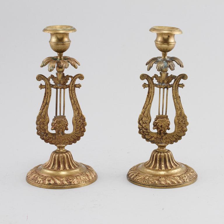 LJUSSTAKAR, ett par, empir-stil, 1800-talets senare del.