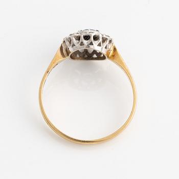 Ring, carmine ring, 18K gold with sapphire and small octagon-cut diamonds.