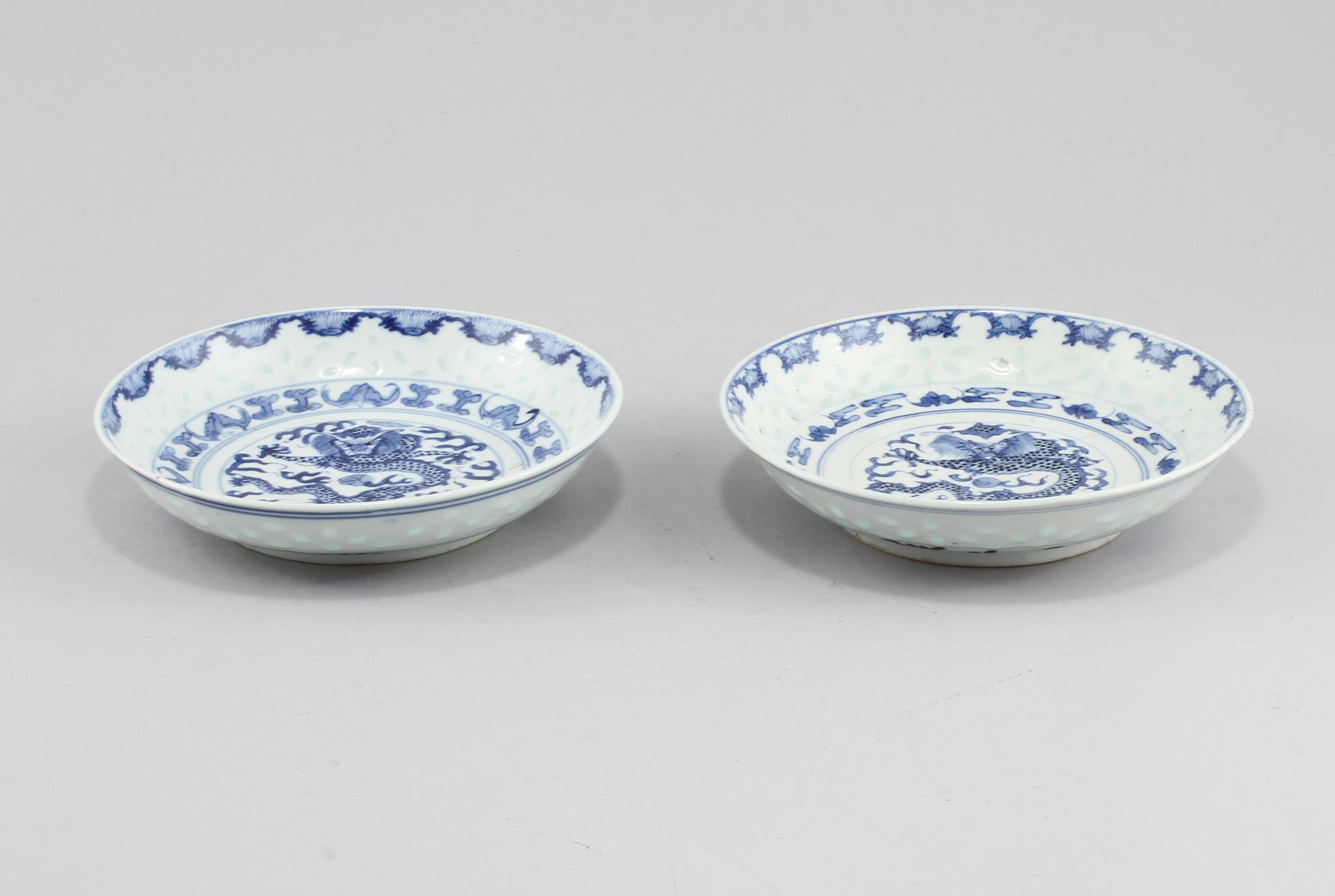 FAT, 2 st, porslin, Kina, Kangxi-stil, 1800/1900-tal.