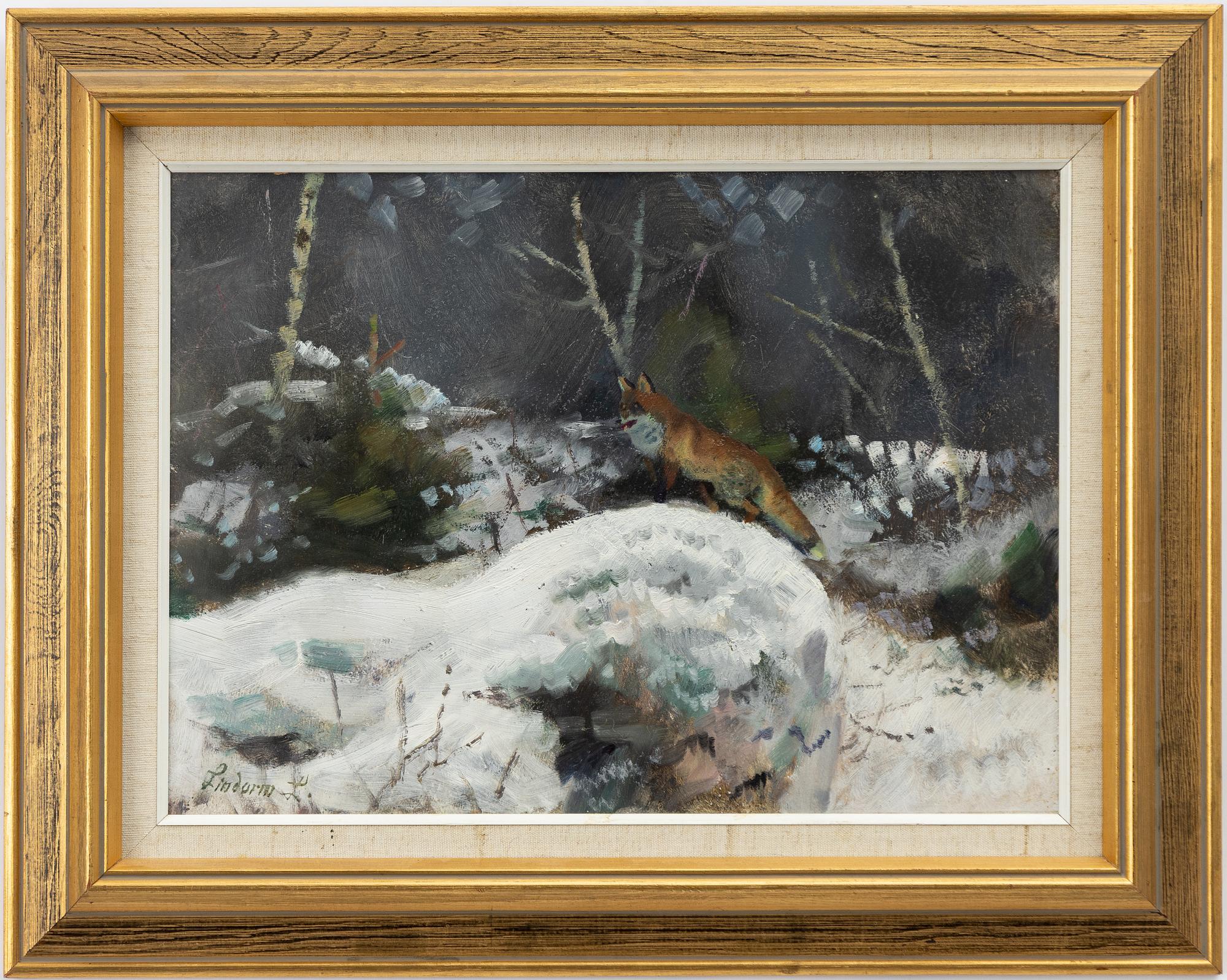 Lindorm Liljefors, Arctic fox on stone.