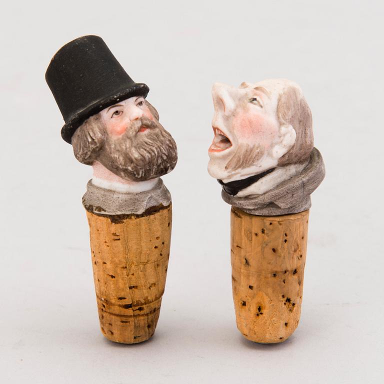 A pair of CORKS, porcelain and cork, Russia circa 1900.