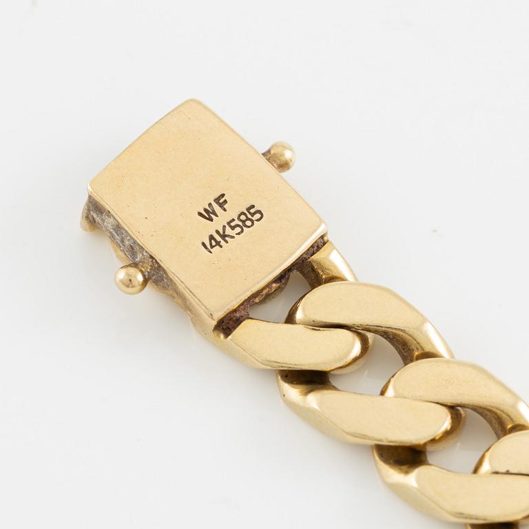 Arm bracelet, 14K gold with brilliant-cut diamonds.