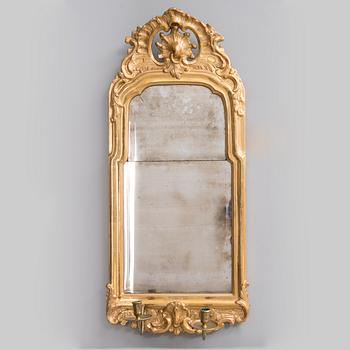 A WALL SCONE/MIRROR, rococo 18th century.