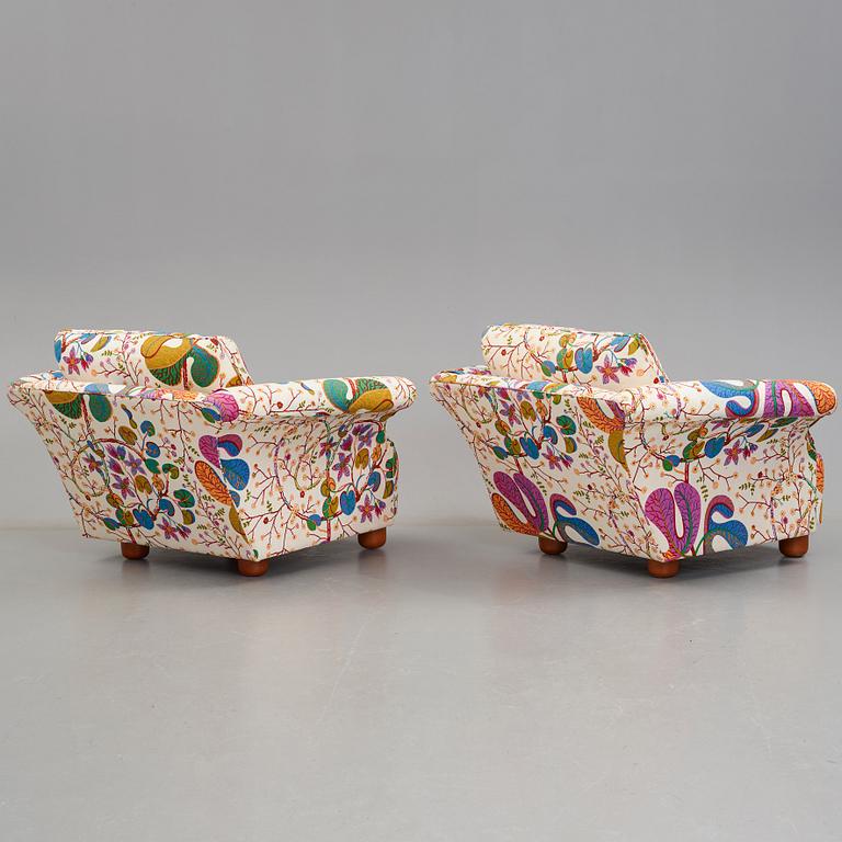 Josef Frank, a pair of "Liljevalchs" easy chairs, Firma Svenskt Tenn, Sweden 2010.