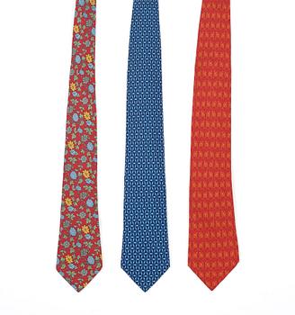 468. A set of three silk ties by Hermès.