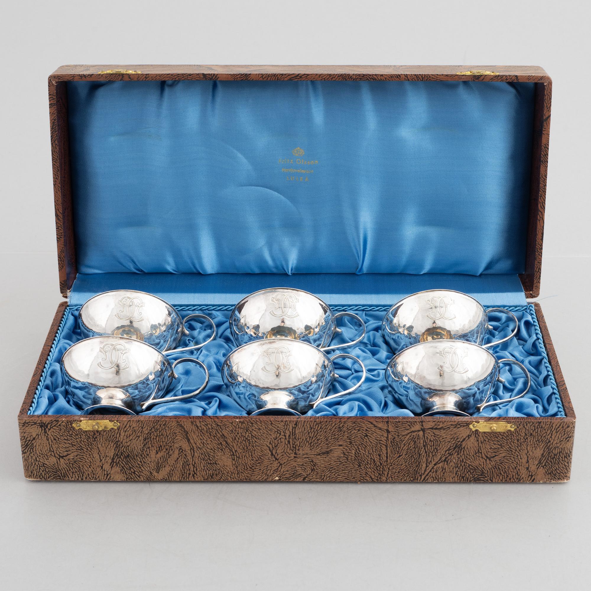 Six Swedish Silver Punch Mugs, mark of Fritz Olsson, Luleå 1949.