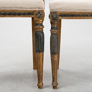 Stolar, 6 st, sengustaviansk stil, 1800-tal.
