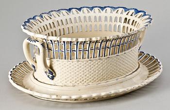 GALLERSKÅL MED FAT, flintgods, Rörstrand, 1800-tal.