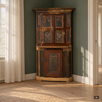 A corner cupboard, dated 1779.