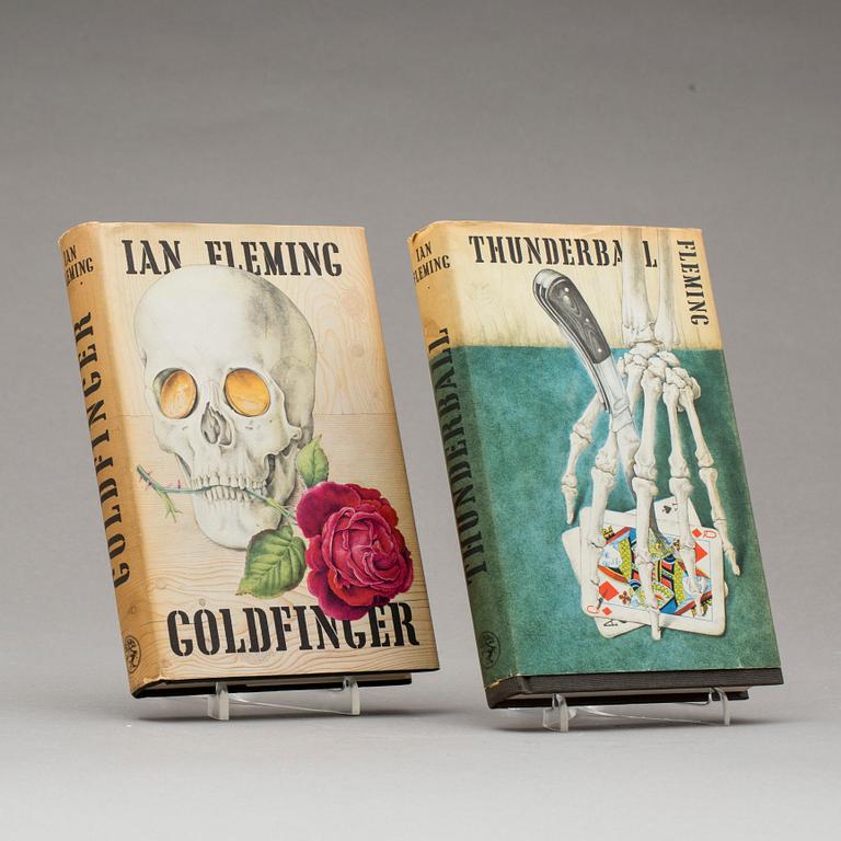 IAN FLEMING, 2 st,  "Goldfinger" samt "Thunderball", Jonathan Cape, Thirty Bedford Square London. 1959 samt 1961.
