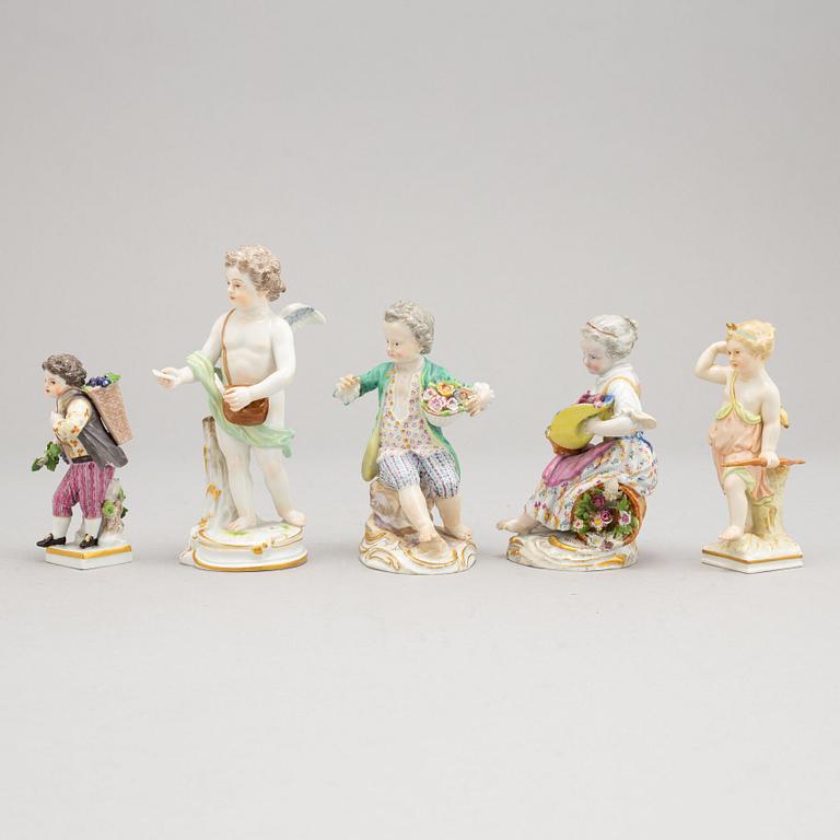 A group of five German porcelain figures, Meissen and Berlin, circa 1900.