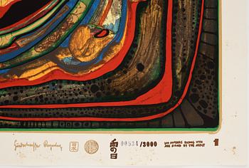 Friedensreich Hundertwasser, the complete portfolio comprising 10 silkscreens in colours with metallic imprints.