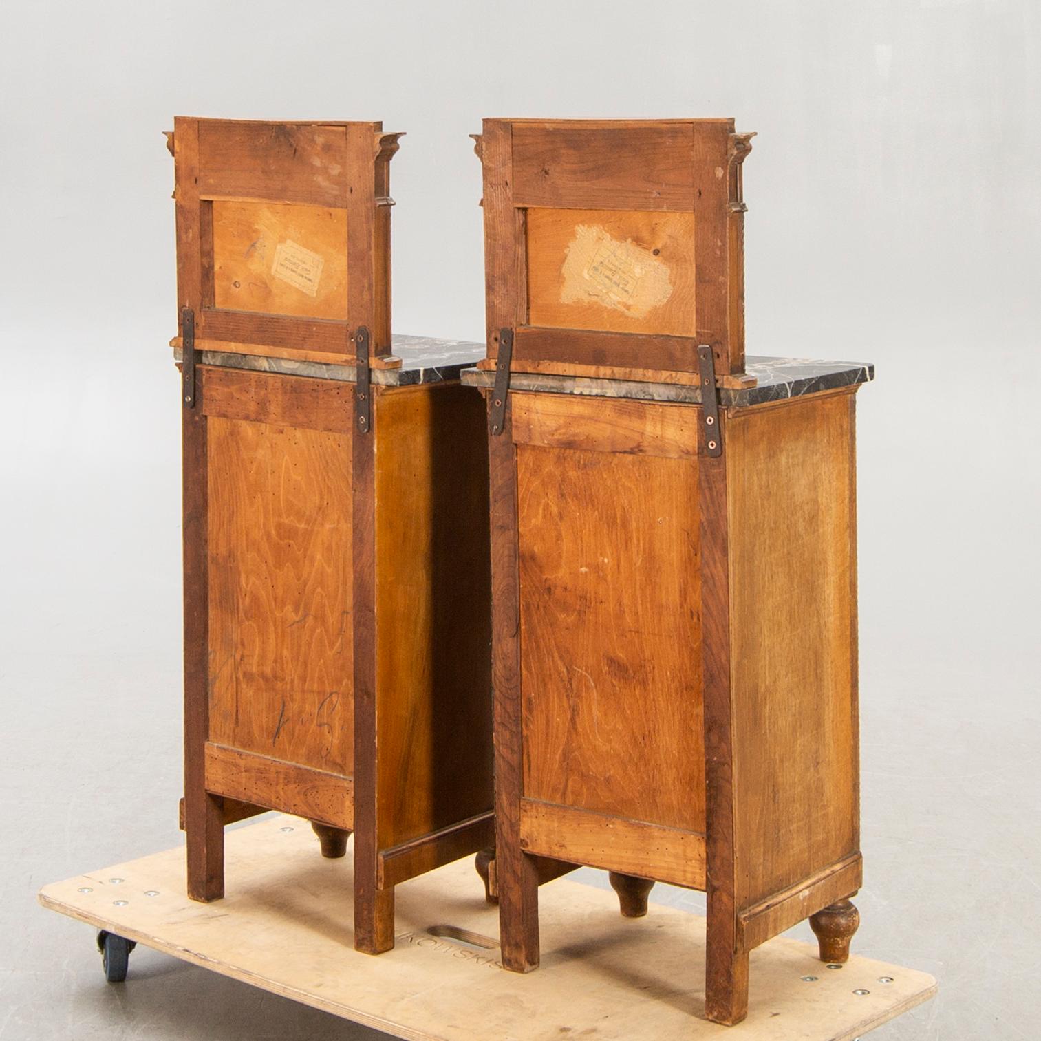 Bedside table / cupboard, a pair, first half of the 20th century.