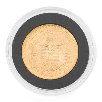 Guldmynt, Sverige, Oscar II, 20 kronor, 1884.