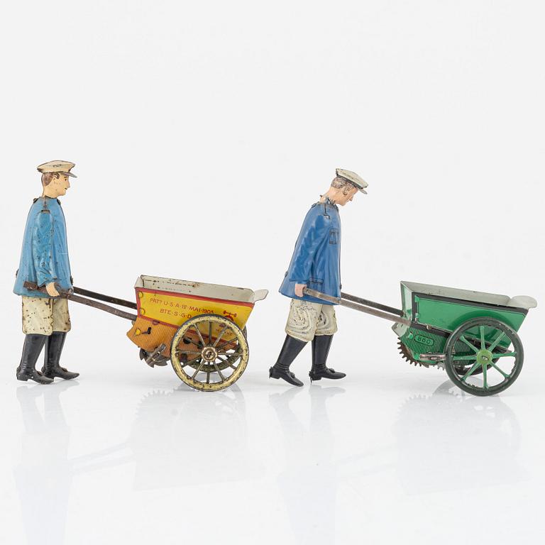 Lehmann, two 'Tap Tap' tin toys, Germany early 20th century.