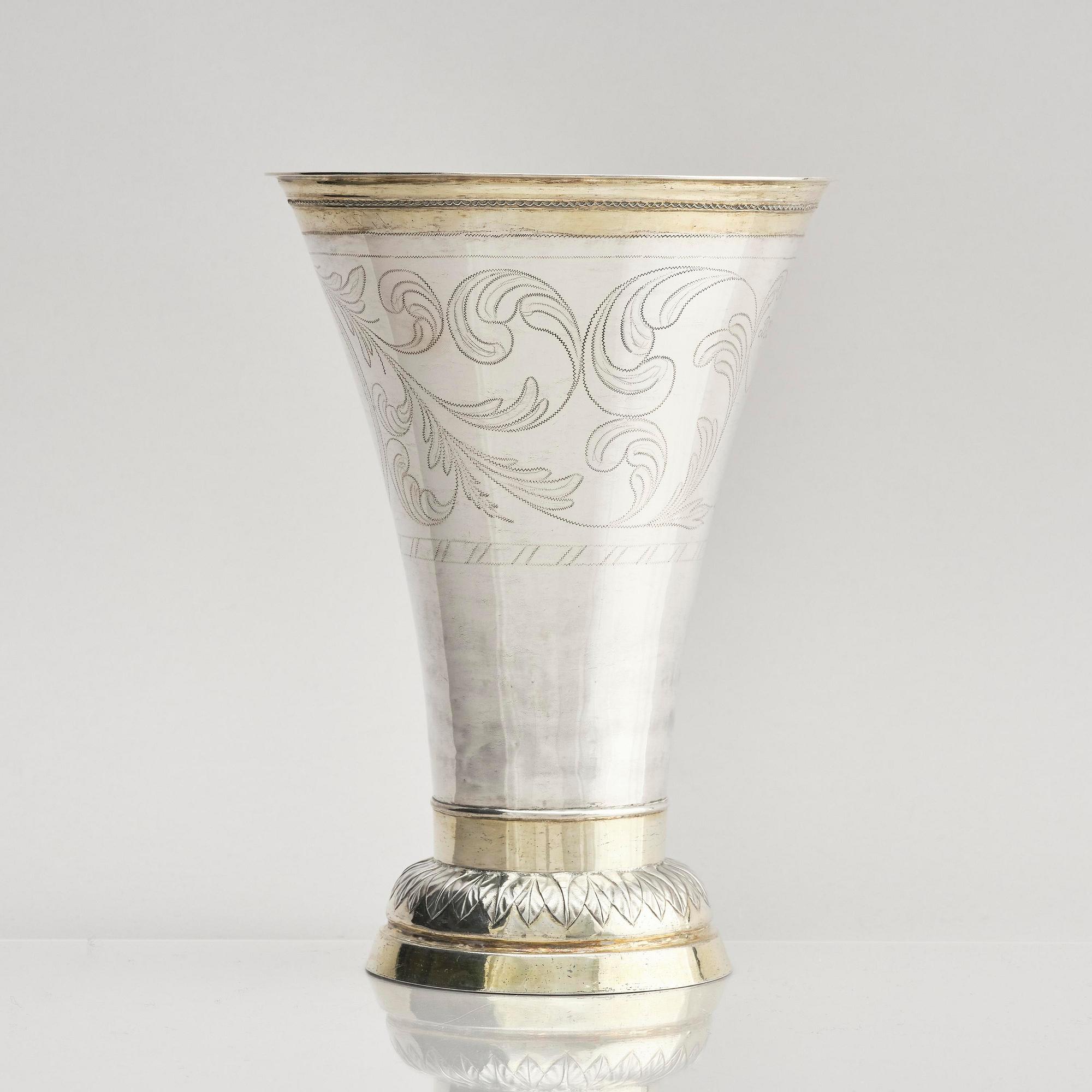A Swedish 19th century parcel-gilt silver beaker, mark of Johan Ferdinand Grönqvist, Östhammar 1837.