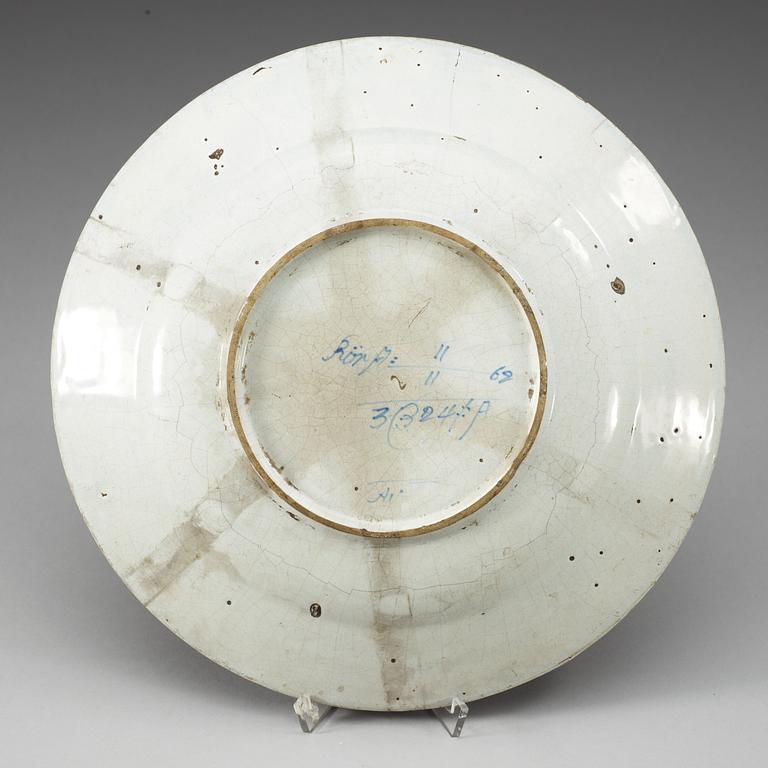 A Swedish Rörstrand faience charger, 18th Century.