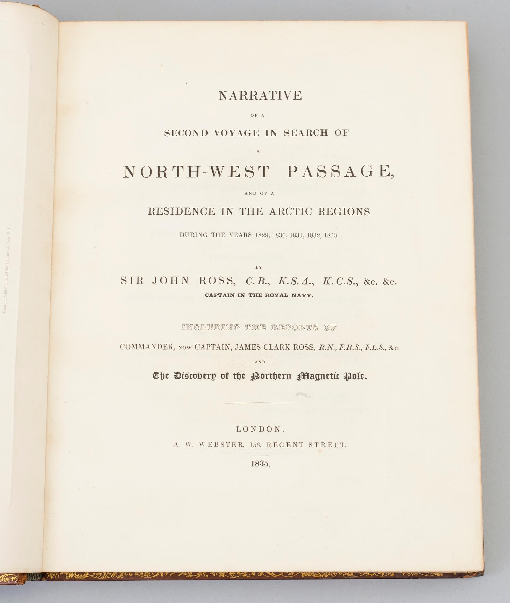 A BOOK, Arctica, 1835, John Ross.
