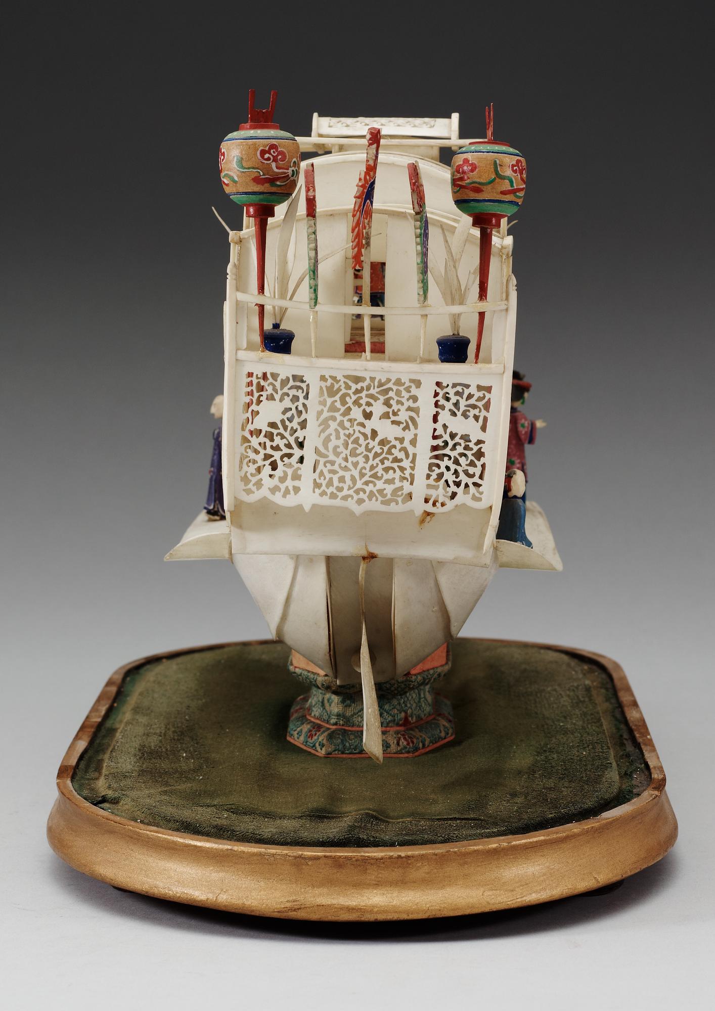 A bone and ivory model of a djonk, Qing dynasty, 19th Century.