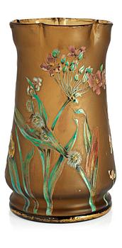 A Burgun & Schverer Art Nouveau enamelled cameo glass vase, Meisenthal circa 1901.