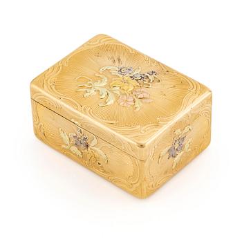 316. A Swedish 18th century gold snuff-box, marks of Anders Liedberg, designer probably Christian Precht, Stockholm 1763.