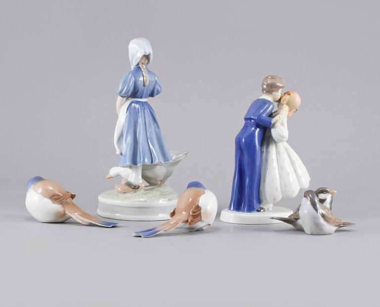 FIGURINER, 5 st, porslin, Royal Copenhagen och Bing & Gröndahl, 1900-tal.