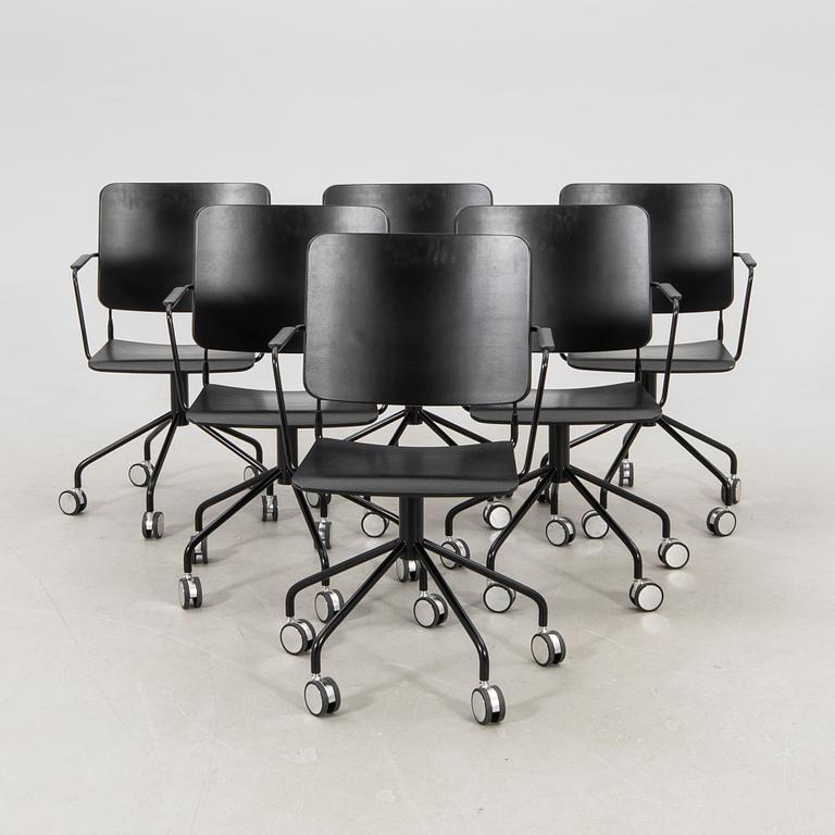 Karmstolar 6 st "Feather swivel" Edsbyn samtida.