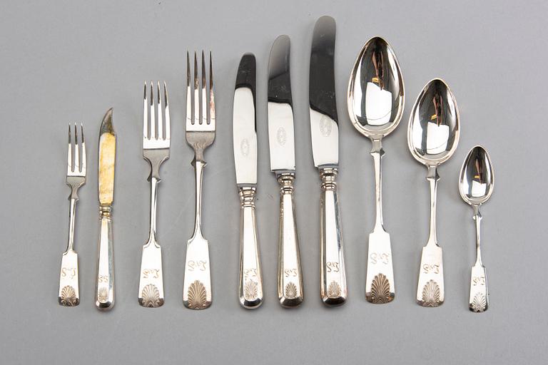 A Finnish 20th century set of 72 pcs of silver cutlery marks of Åbo different makers, total weight ca 2480 gr.