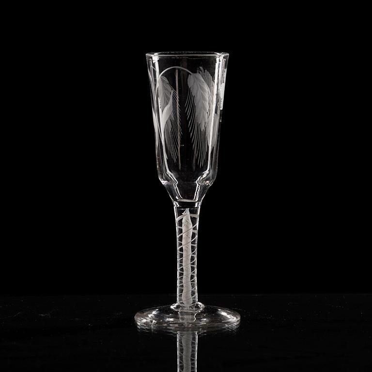 VINGLAS, sju stycken. England, 1700-tal.
