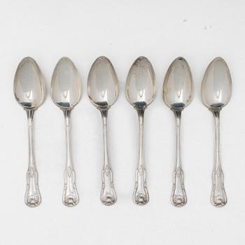 Six Swedish silver dinner spoons, mark of Carl Tengstedt & son, Gothenburg 1883.