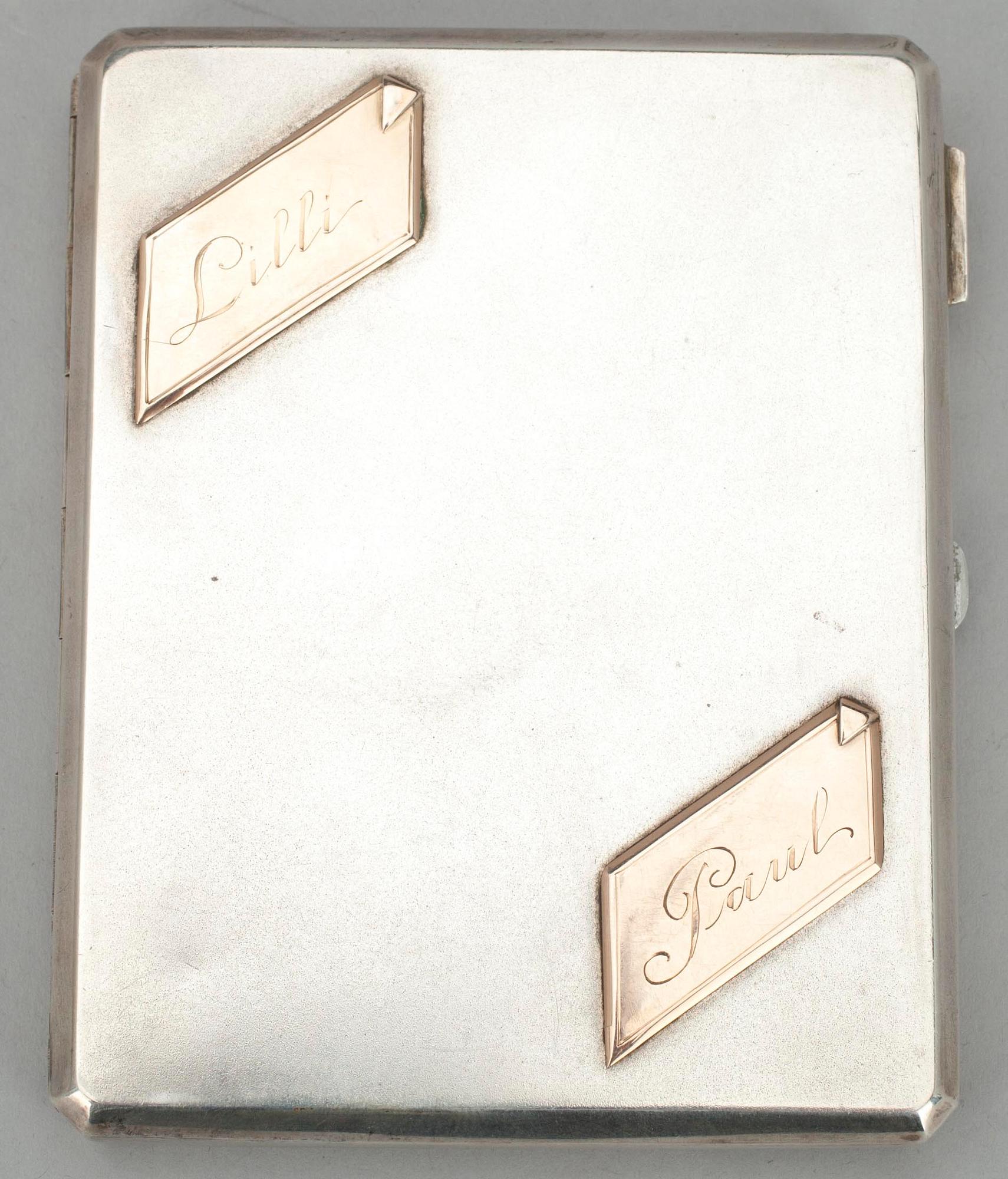 CIGARETTETUI, silver, 1930-tal. Vikt 165 g.