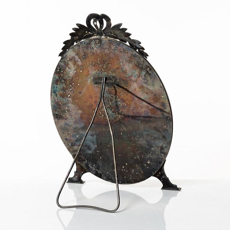 A silver plated table mirror, Gustavian style, 20th Century.