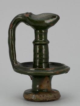OLJELAMPA OCH TALLRIK, stengods, Frankrike, 1700-luku.