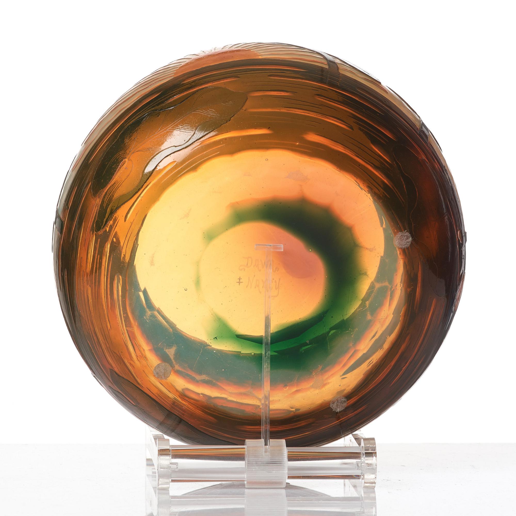 A Daum art nouveau cameo glass, 'Martelé,' bowl, Nancy France.