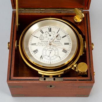 A Victor Kullberg 2 day marine chronometer deck clock, England, late 19th Century.