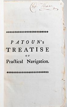 BOK, "A complete treatise of practical navigation...", av Archibald Patoun, London 1747.