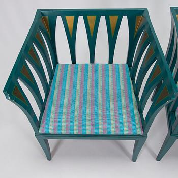 Eliel Saarinen, a pair of 'The Blue Chair' armchairs for Adelta Finland 1980s.