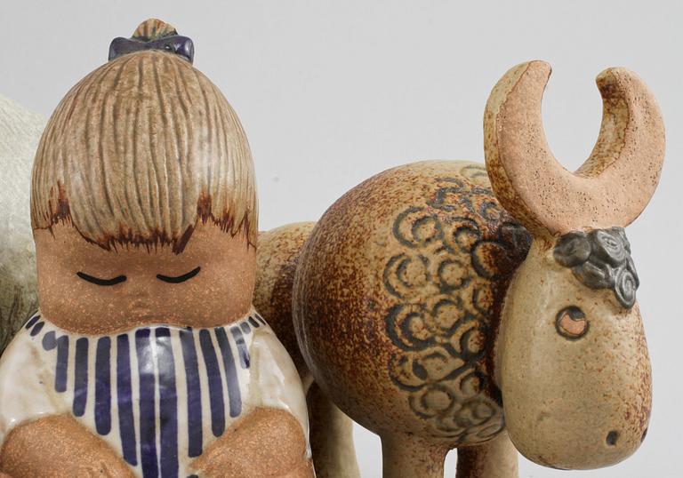 FIGURINER, 4 st, stengods, Lisa Larson, Gustavsberg, 1900-talets andra hälft.