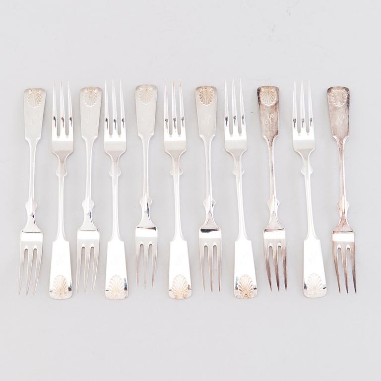 A 109 piece silver cutlery, 'Musslan' for Auran Kultasepät Turku 1960-1970s.