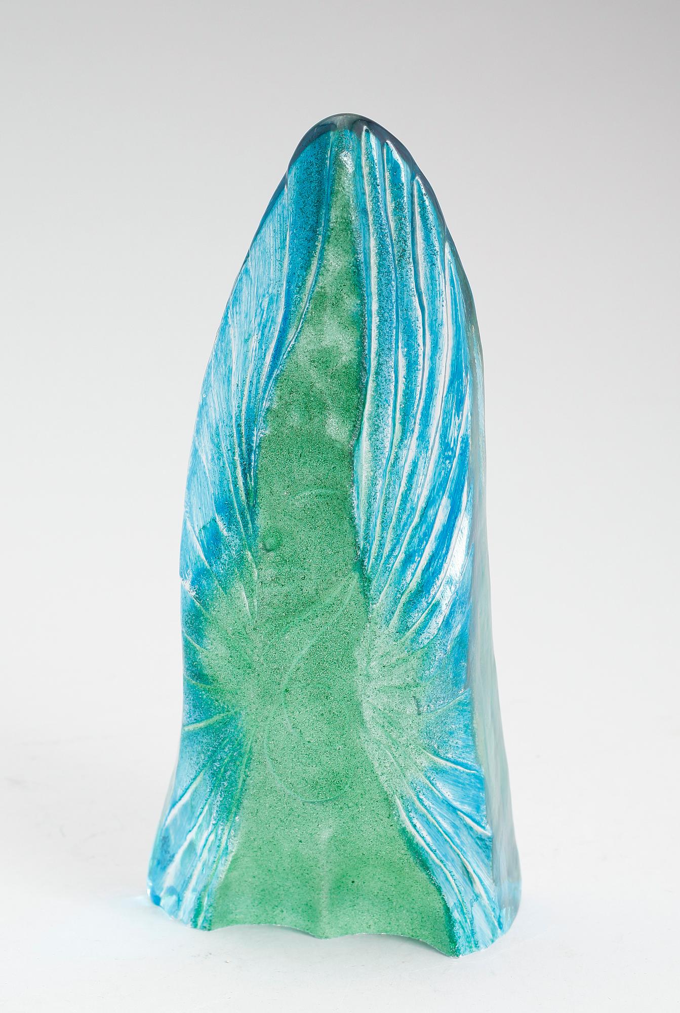 SKULPTUR, glas, Erika Höglund, Målerås, signerad.