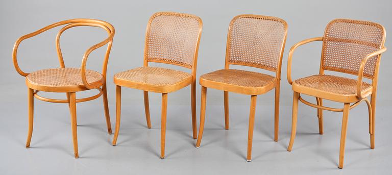 STOLAR, 2 st samt KARMSTOLAR, 2 st, Thonet-stil, 1900-talets andra hälft.