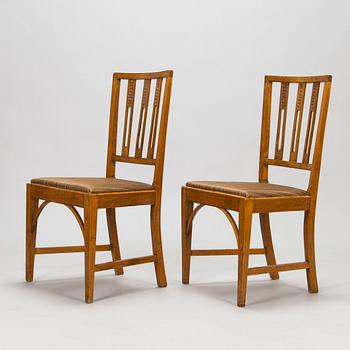 Five beech chairs, Louis XVI, Denmark, circa 1800.