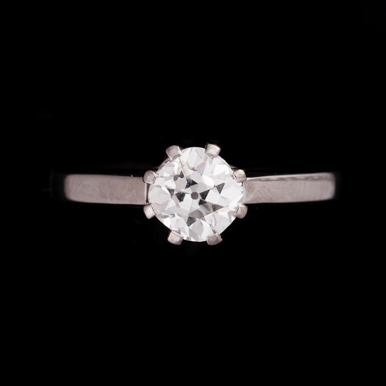 RING, 18K vitguld, briljantslipad diamant 1,14 ct, kulett. N. Westerback Helsingfors 1967. Vikt 4,7 g.