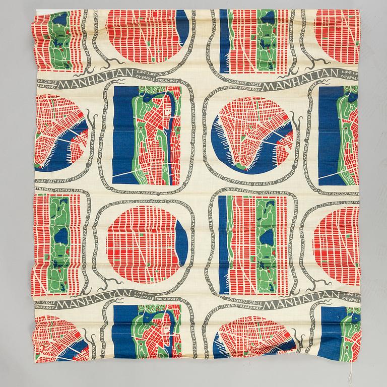 JOSEF FRANK, a pair of linen curtains and a smaller one, 'Manhattan', Firma Svenskt Tenn.