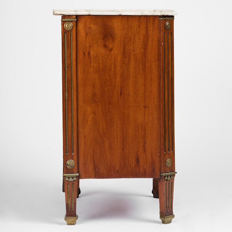 A late Gustavian mahogany commode, Stockholm, late 18th century.