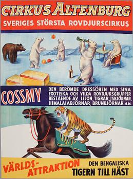CIRKUSAFFISCH, litografiskt tryck, "Cirkus Altenburg", 1930-tal.